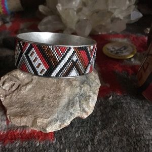 Hand beaded bangle bracelet